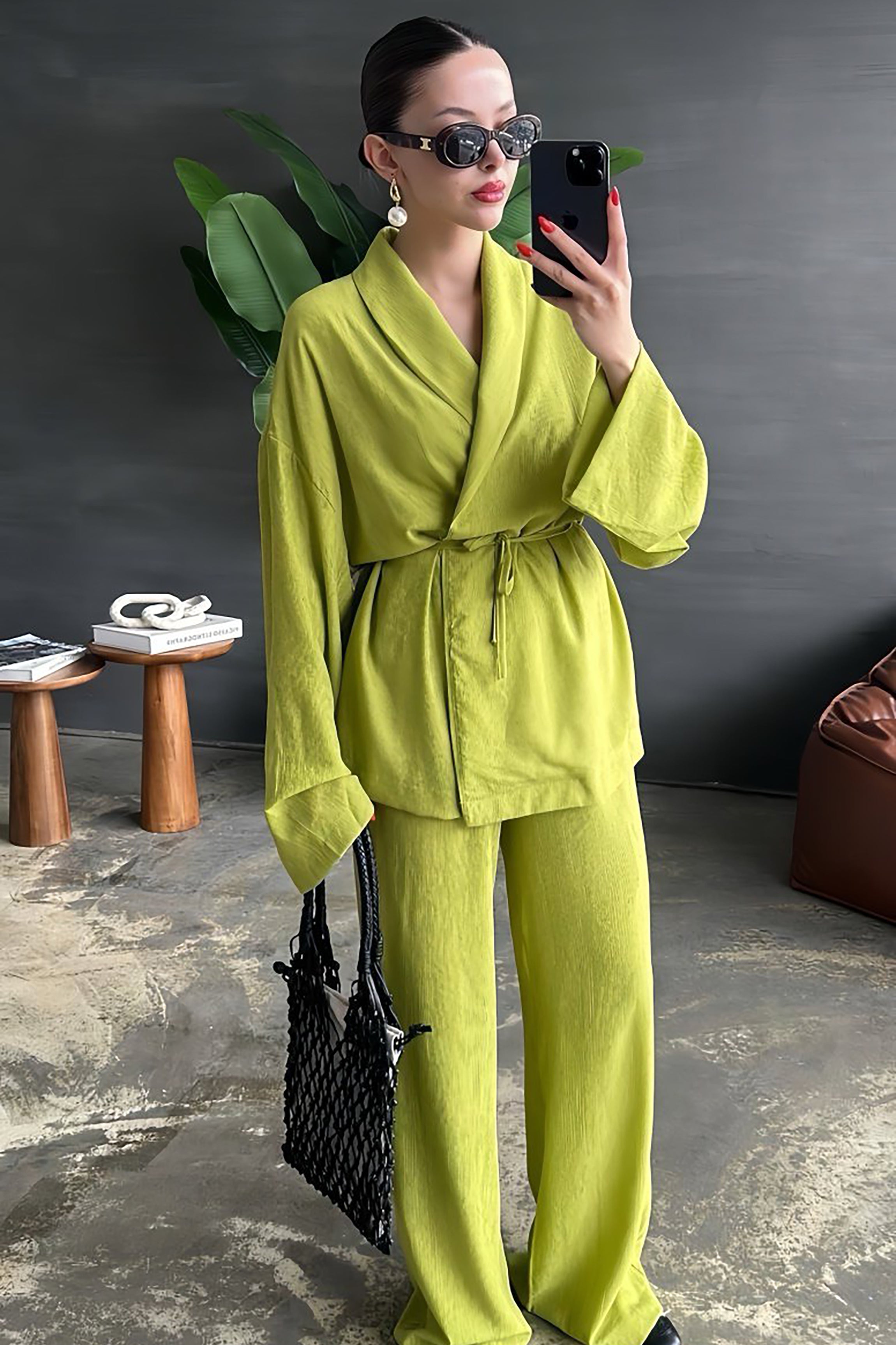 Olive kimono Set